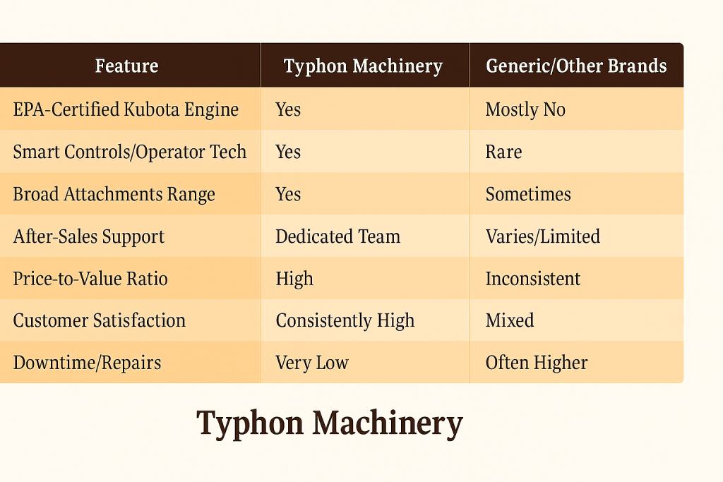 Top Compact & Mini Excavator Diggers- TYPHON Machinery Typhon Mini Excavator Brand Advantages