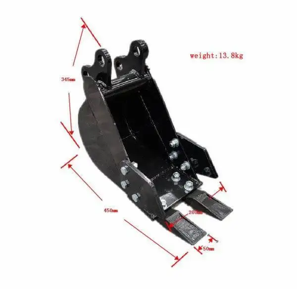 200mm Narrow Bucket Attachment for TYPHON Mini Excavators USA - Image 2