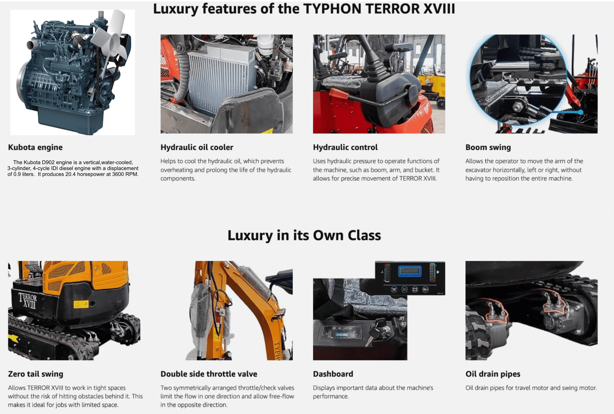 Top Compact & Mini Excavator Diggers- TYPHON Machinery New 4,000 lb TYPHON Lux Mini Excavator Rubber Track with Kubota Diesel Engine USA - Image 7