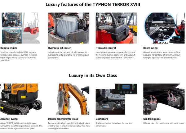 Top Compact & Mini Excavator Diggers- TYPHON Machinery