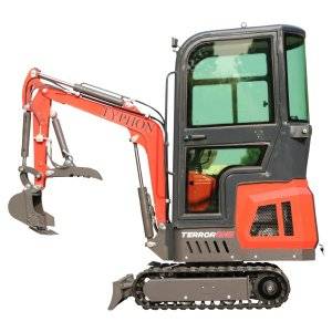 TYPHON TERROR ONE Mini Excavator – 1.1 Ton Trench Digger with Cabin, Hydraulic Thumb Clip, Hydraulic Oil Cooler, 13.5hp B&S Engine USA