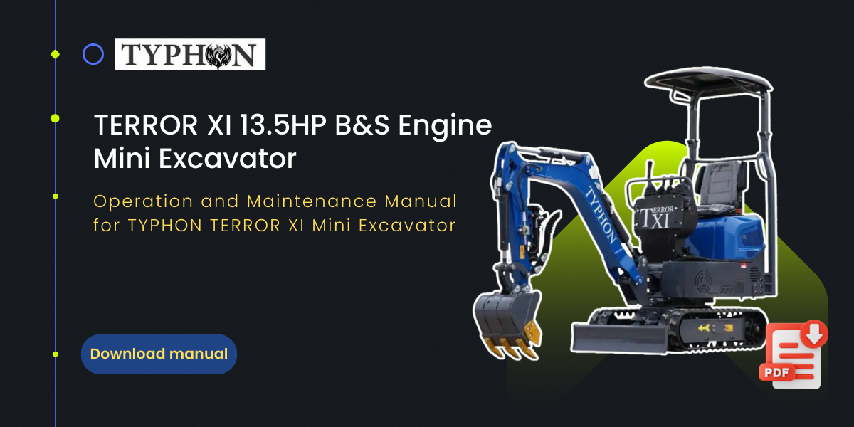 Top Compact & Mini Excavator Diggers- TYPHON Machinery TYPHON TERROR XI STORM Mini Excavator