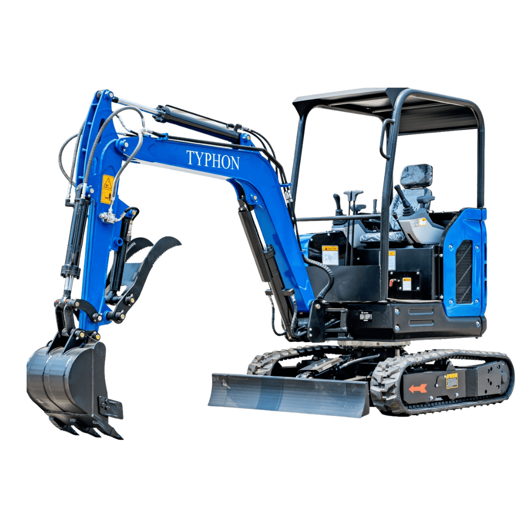 Top Compact & Mini Excavator Diggers- TYPHON Machinery TERROR X2 STORM Mini Excavator 2.5 Ton Diesel Kubota V1505 Engine