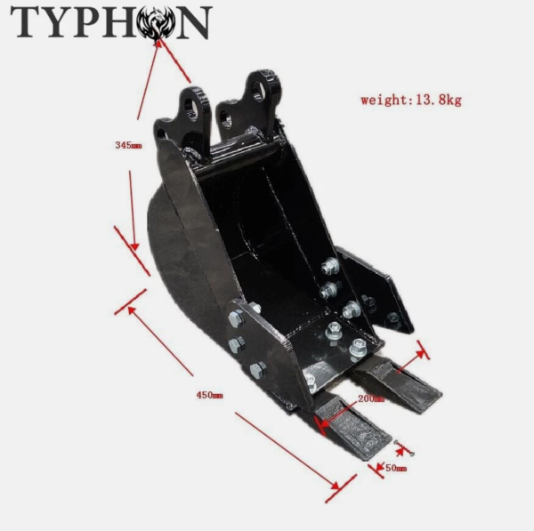 5-in-1 0.8-2 Ton Excavator Attachments Quick Coupler Bucket Ripper Auger Hammer - Image 8