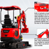 3800lbs TYRANT 17 Diesel Mini Excavator Kubota D902 Engine Side Swing w 12 attachments - Image 3