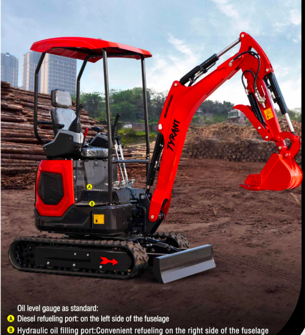 3800lbs TYRANT 17 Diesel Mini Excavator Kubota D902 Engine Side Swing w 12 attachments - Image 2