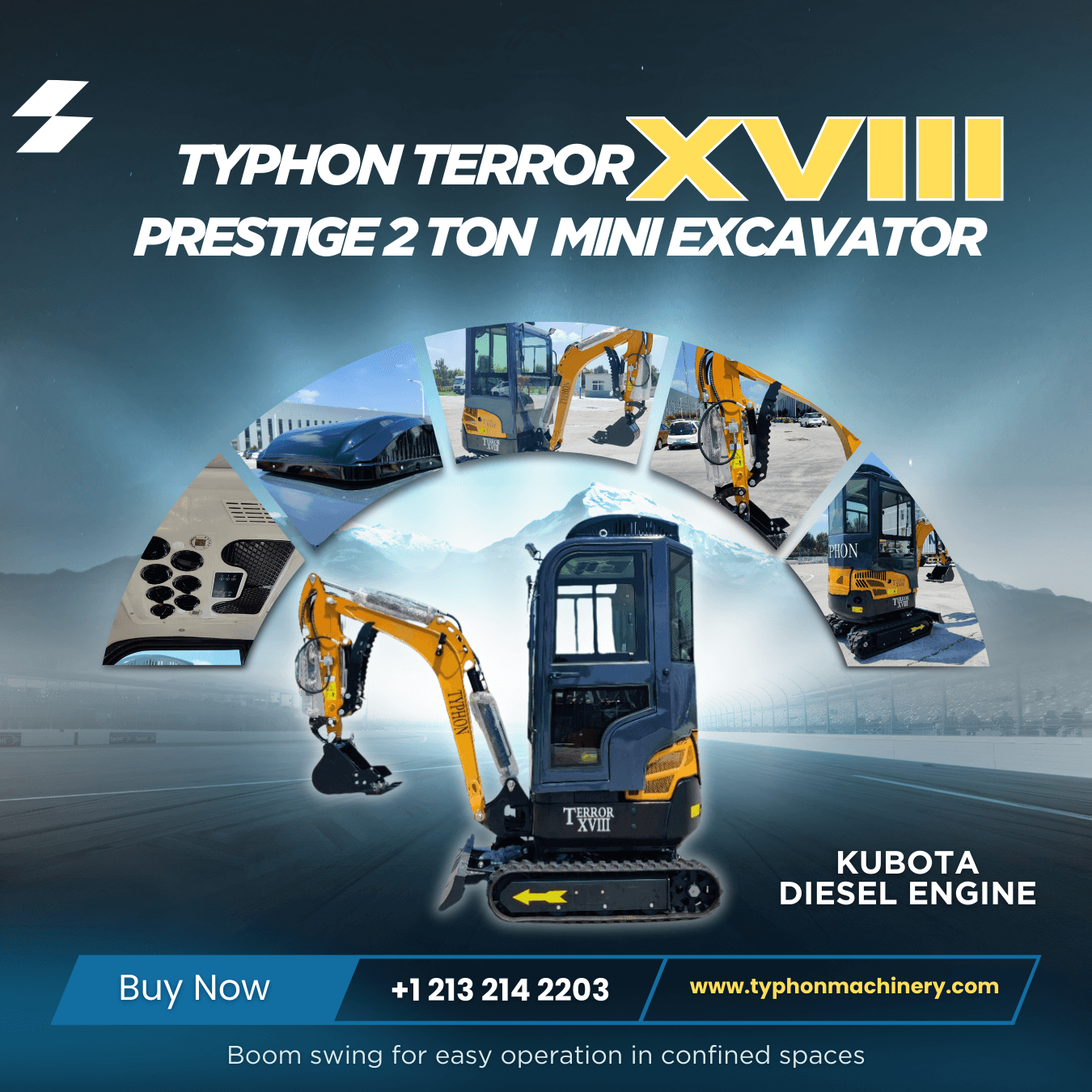 TYPHON TERROR XVIII Prestige 2 Ton Mini Excavator KUBOTA Diesel Engine USA