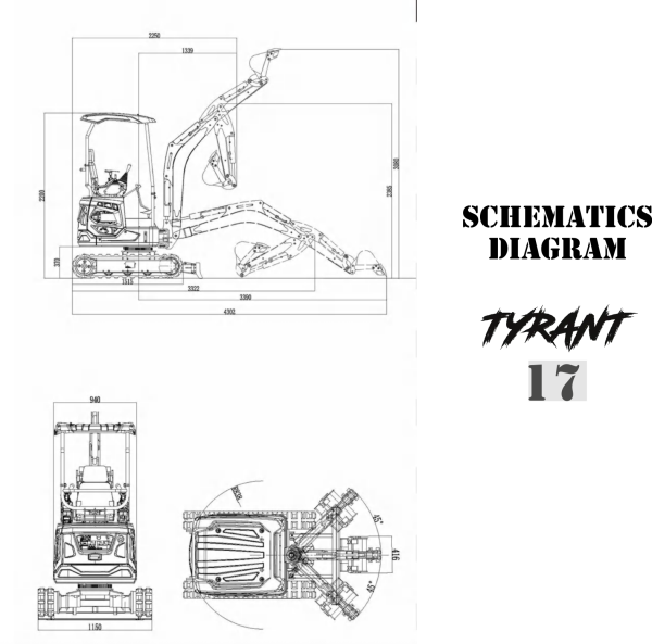 3800lbs TYRANT 17 Diesel Mini Excavator Kubota D902 Engine Side Swing w 12 attachments - Image 13