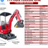 TYPHON TERROR ONE STORM 1 Ton Mini Excavator Trench Digger with hydraulic oil cooler Canopy & Wide Bucket - Image 16
