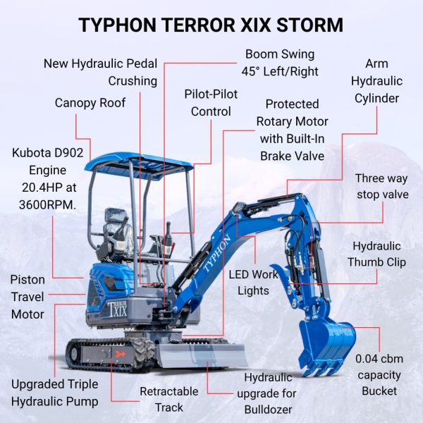 TYPHON TERROR XIX STORM Mini Excavator – 4000lbs