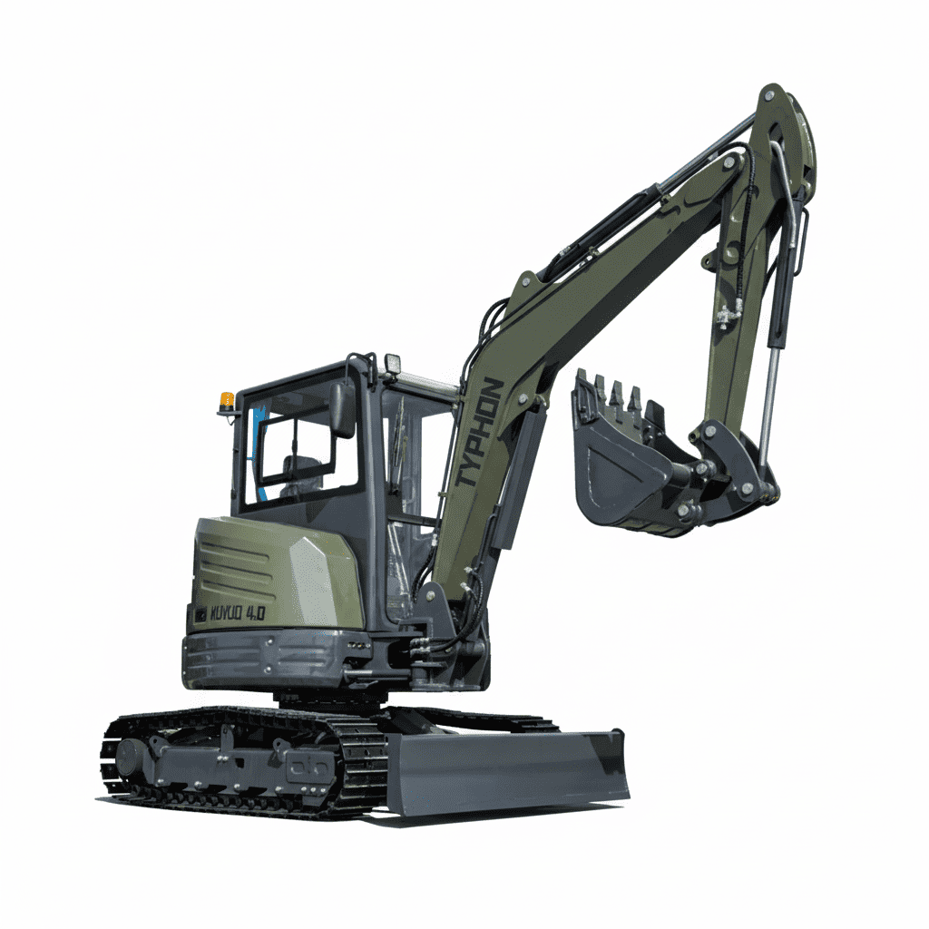 Top Compact & Mini Excavator Diggers- TYPHON Machinery TYPHON KUVUO 4.0 Four Ton Cabin Mini Excavator