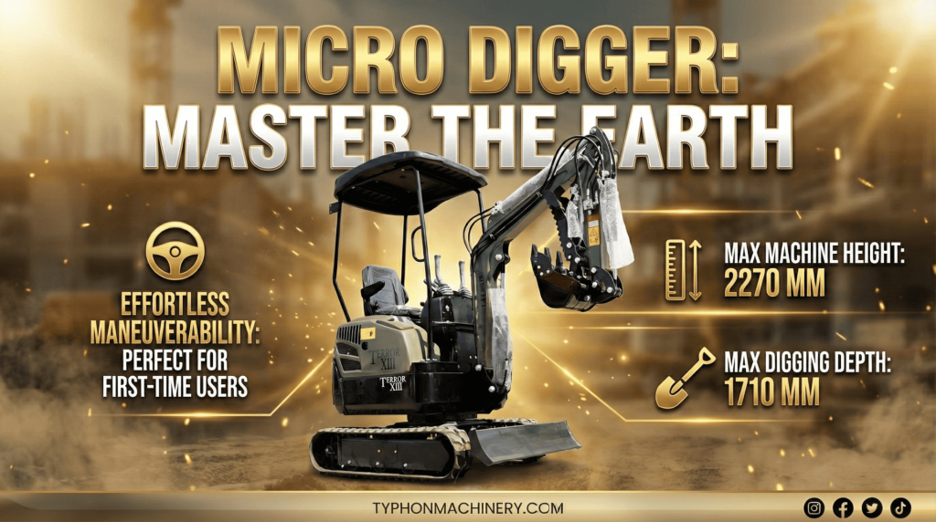 Top Compact & Mini Excavator Diggers- TYPHON Machinery Mini Excavator for Sale1