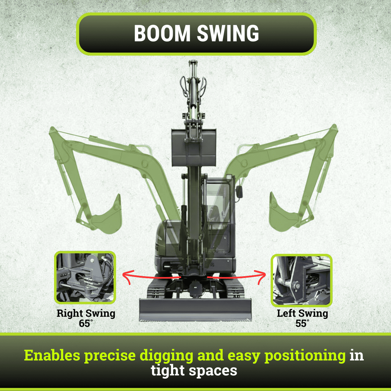 Top Compact & Mini Excavator Diggers- TYPHON Machinery TYPHON KUVUO 4.0 four ton cabin mini excavator w Kubota D1703 Diesel engine Metal Tracks, Boom Swing, AC Heater, Hydraulic Control - Image 13