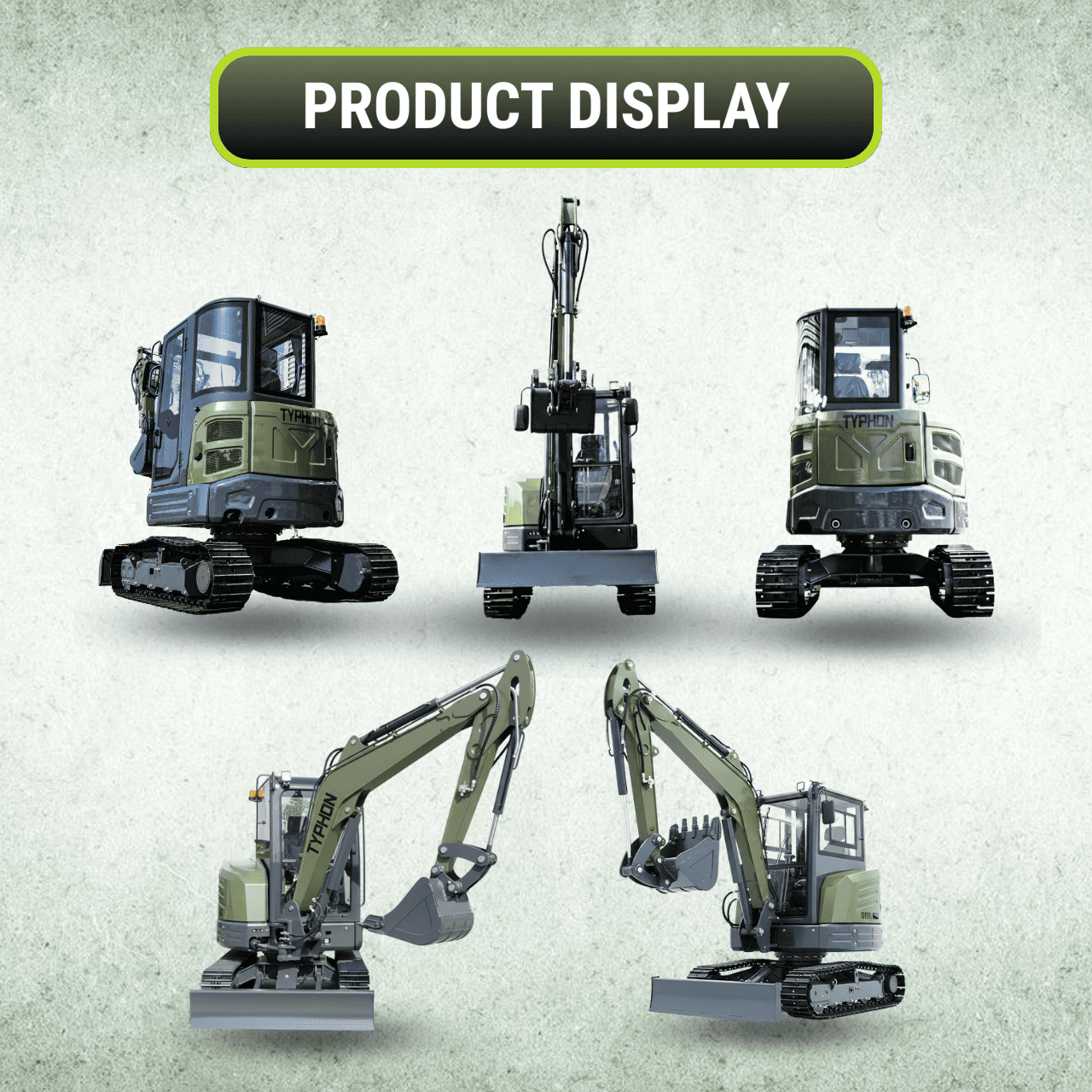 Top Compact & Mini Excavator Diggers- TYPHON Machinery TYPHON KUVUO 4.0 four ton cabin mini excavator w Kubota D1703 Diesel engine Metal Tracks, Boom Swing, AC Heater, Hydraulic Control - Image 4