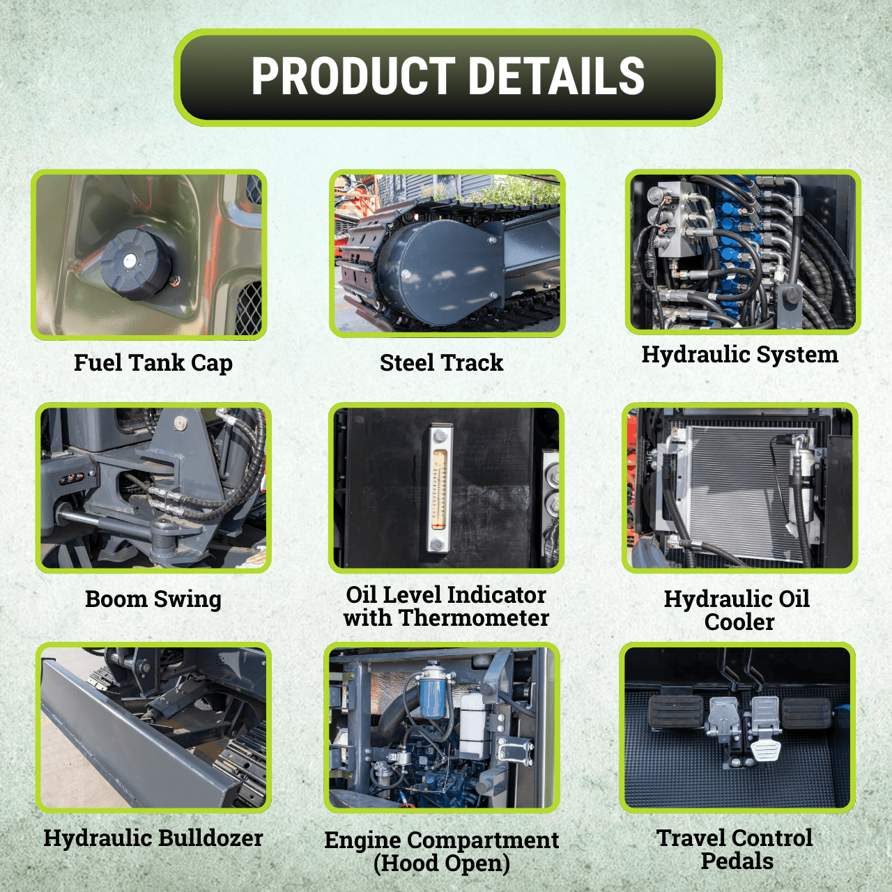 Top Compact & Mini Excavator Diggers- TYPHON Machinery TYPHON KUVUO 4.0 four ton cabin mini excavator w Kubota D1703 Diesel engine Metal Tracks, Boom Swing, AC Heater, Hydraulic Control - Image 17