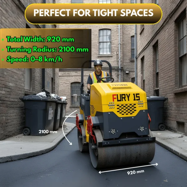 TYPHON FURY 15 Mini Road Roller 1.5Ton 13.5 HP Gas Engine