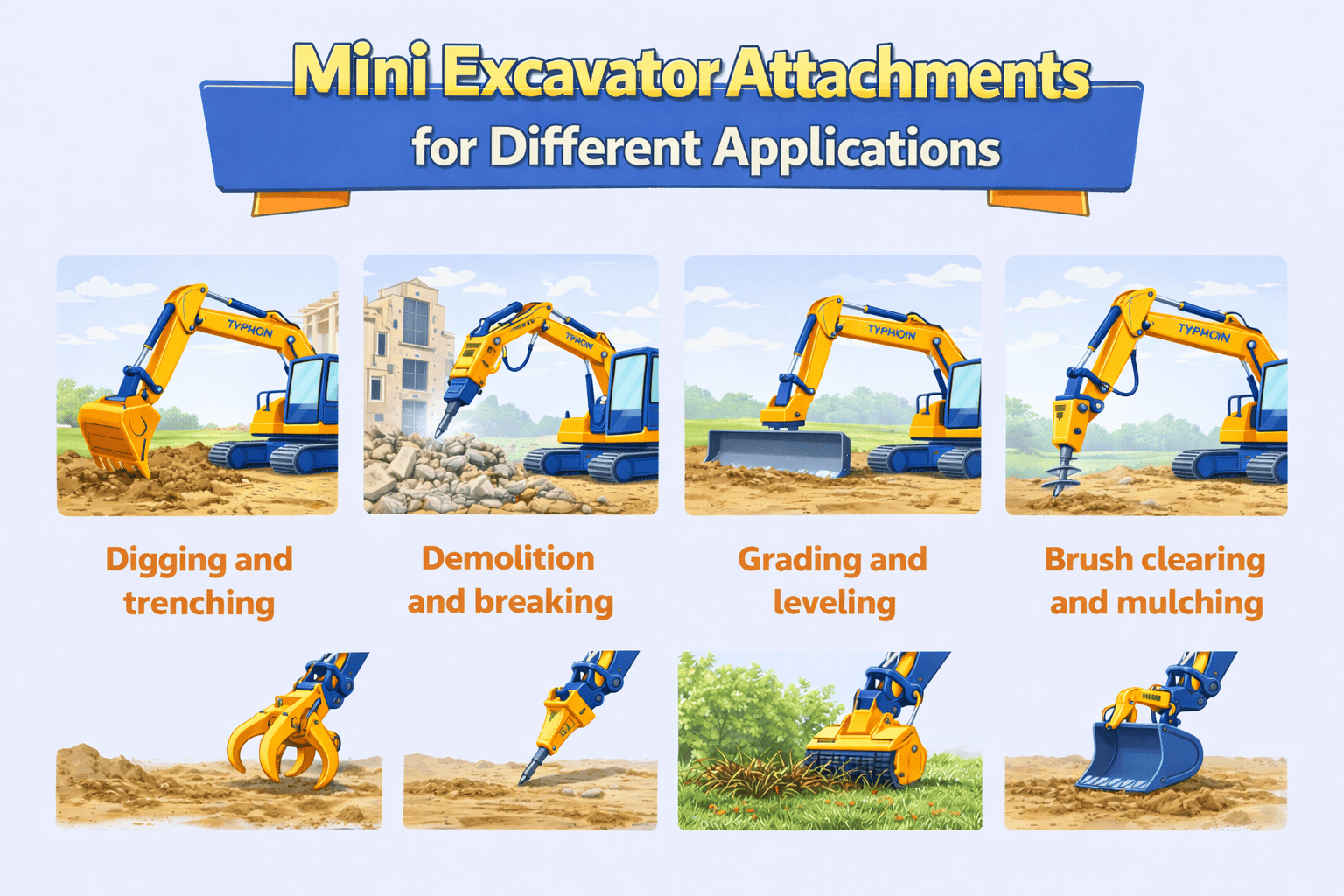 Mini Excavator Attachments for Different Applications