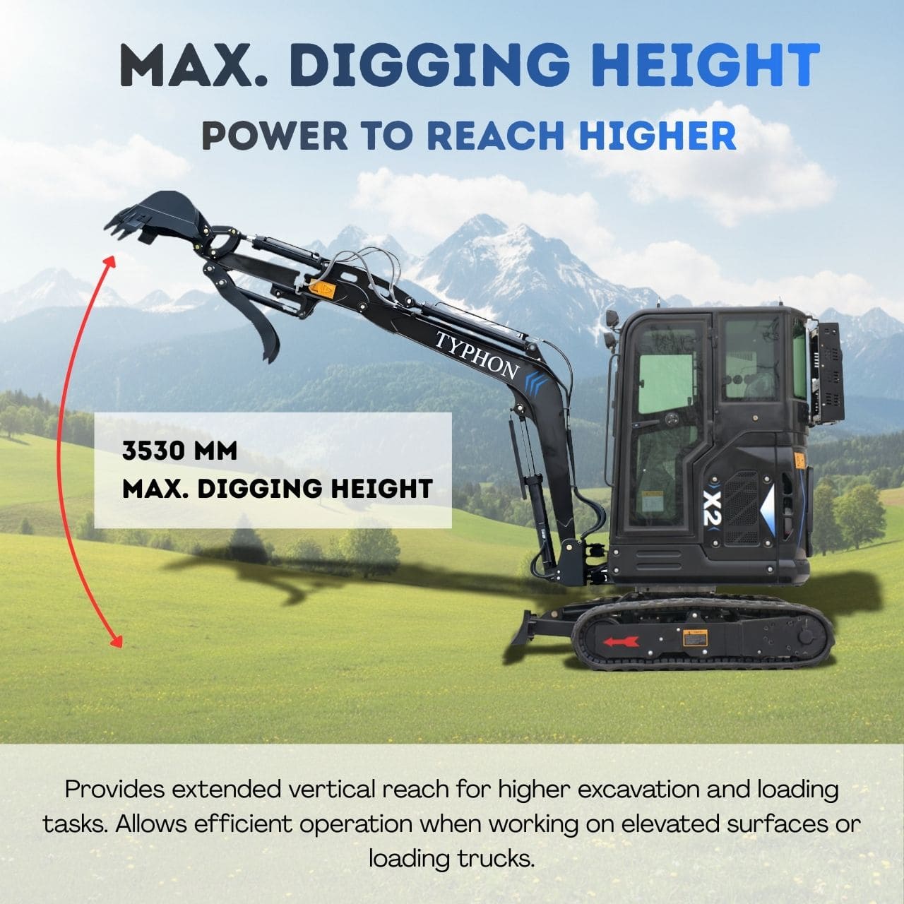 Top Compact & Mini Excavator Diggers- TYPHON Machinery TYPHON TERROR X2 MAX 2.7 Ton Mini Excavator Powerful, Yanmar Engine, Cabin with A/C & Heater, Pilot Control, Boom Swing - Image 10