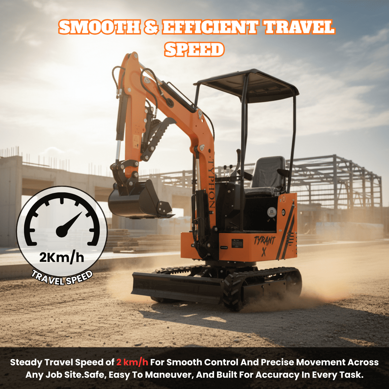 Top Compact & Mini Excavator Diggers- TYPHON Machinery Typhon Tyrant X 1 Ton Mini Excavator with 13.5HP Briggs & Stratton Engine, Hydraulic Oil Cooler & Thumb Clip - Image 13