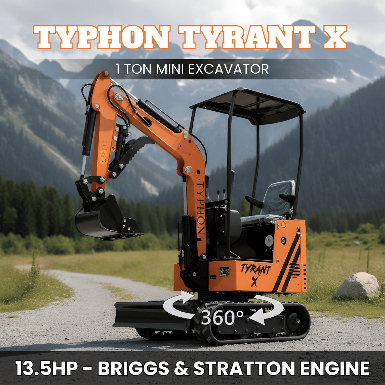 Top Compact & Mini Excavator Diggers- TYPHON Machinery Typhon Tyrant X 1 Ton Mini Excavator with 13.5HP Briggs & Stratton Engine, Hydraulic Oil Cooler & Thumb Clip - Image 15