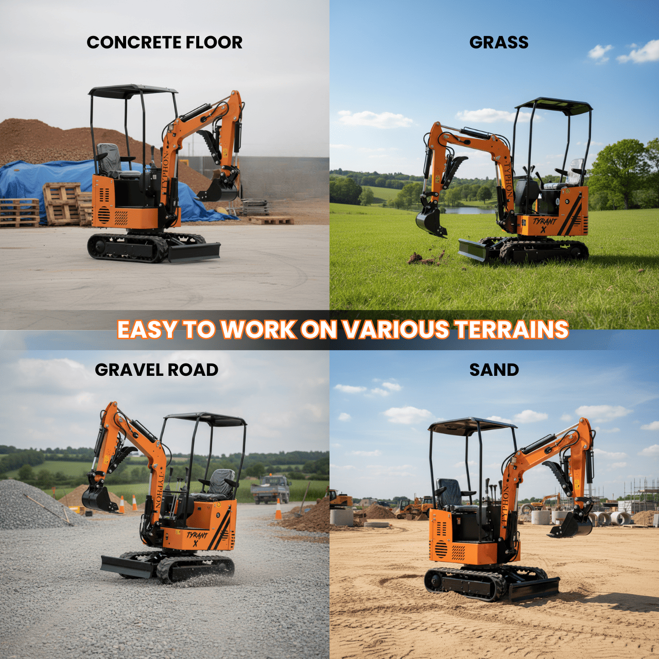 Top Compact & Mini Excavator Diggers- TYPHON Machinery Typhon Tyrant X 1 Ton Mini Excavator with 13.5HP Briggs & Stratton Engine, Hydraulic Oil Cooler & Thumb Clip - Image 17