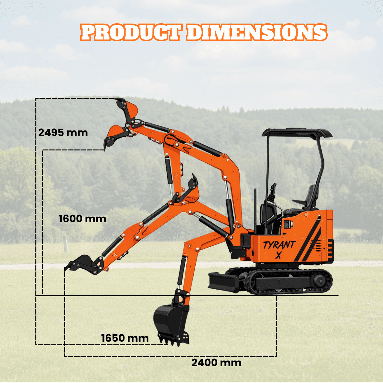 Top Compact & Mini Excavator Diggers- TYPHON Machinery Typhon Tyrant X 1 Ton Mini Excavator with 13.5HP Briggs & Stratton Engine, Hydraulic Oil Cooler & Thumb Clip - Image 7