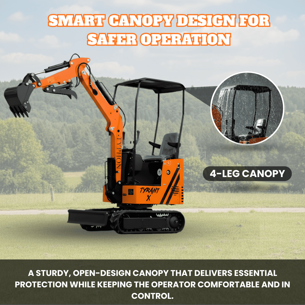 Top Compact & Mini Excavator Diggers- TYPHON Machinery Typhon Tyrant X 1 Ton Mini Excavator with 13.5HP Briggs & Stratton Engine, Hydraulic Oil Cooler & Thumb Clip - Image 8