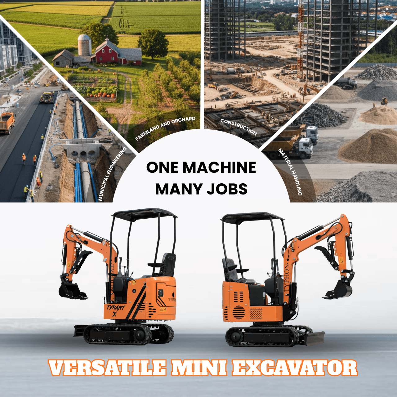 Top Compact & Mini Excavator Diggers- TYPHON Machinery Typhon Tyrant X 1 Ton Mini Excavator with 13.5HP Briggs & Stratton Engine, Hydraulic Oil Cooler & Thumb Clip - Image 9