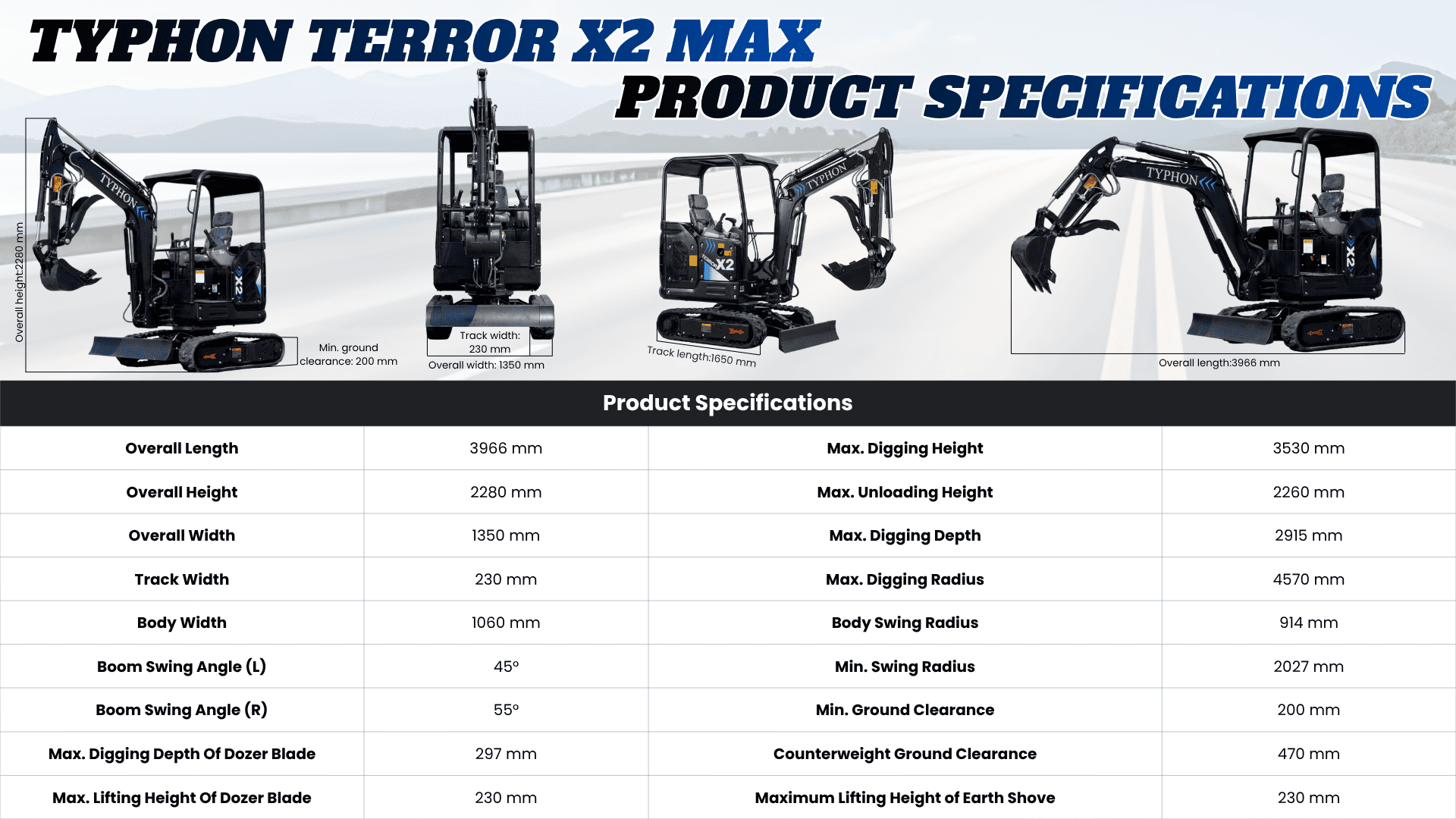 TYPHON TERROR X2 Max Canopy Mini Excavator