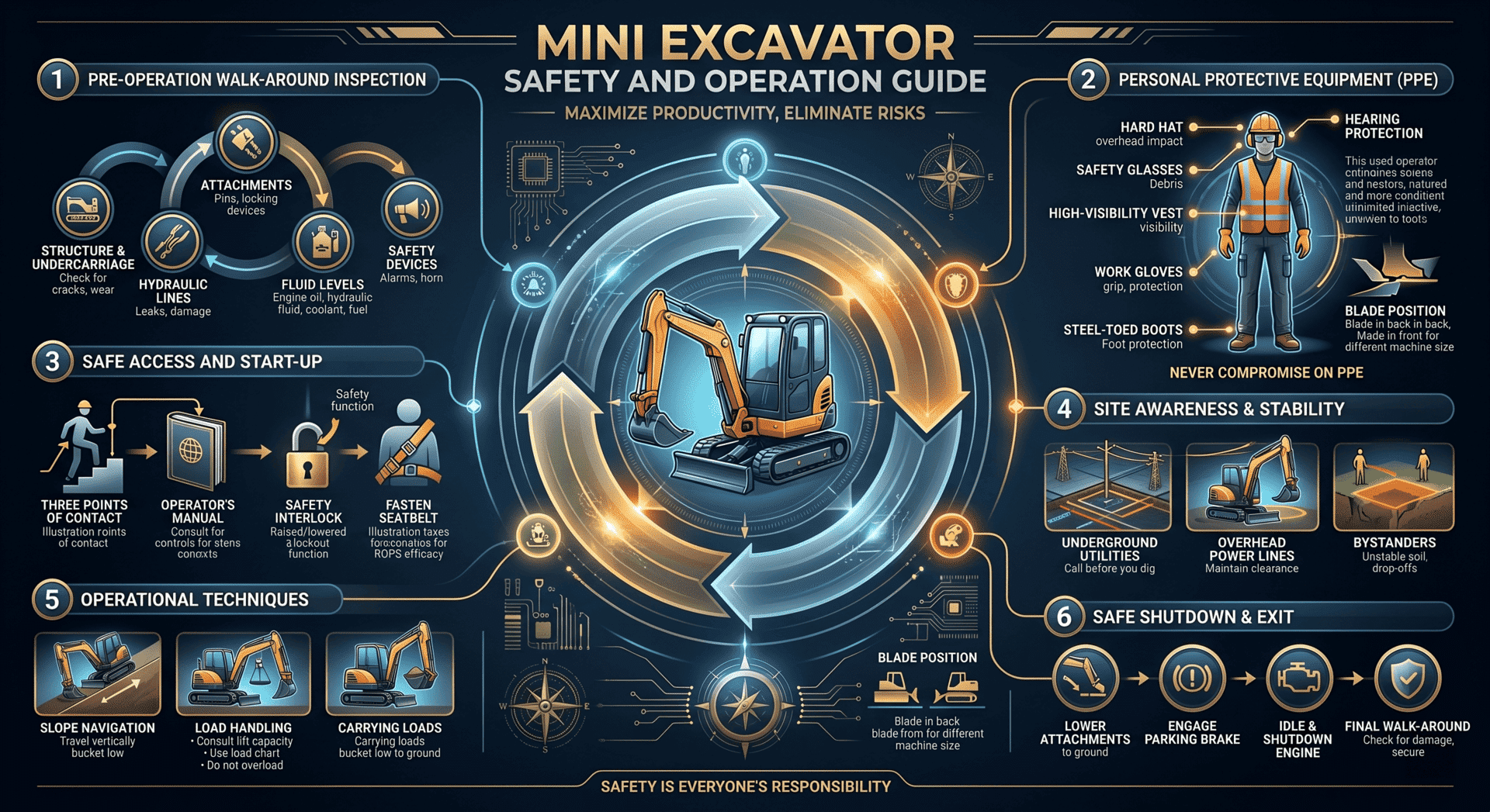 Top Compact & Mini Excavator Diggers- TYPHON Machinery Mini Excavator Safety and Operation