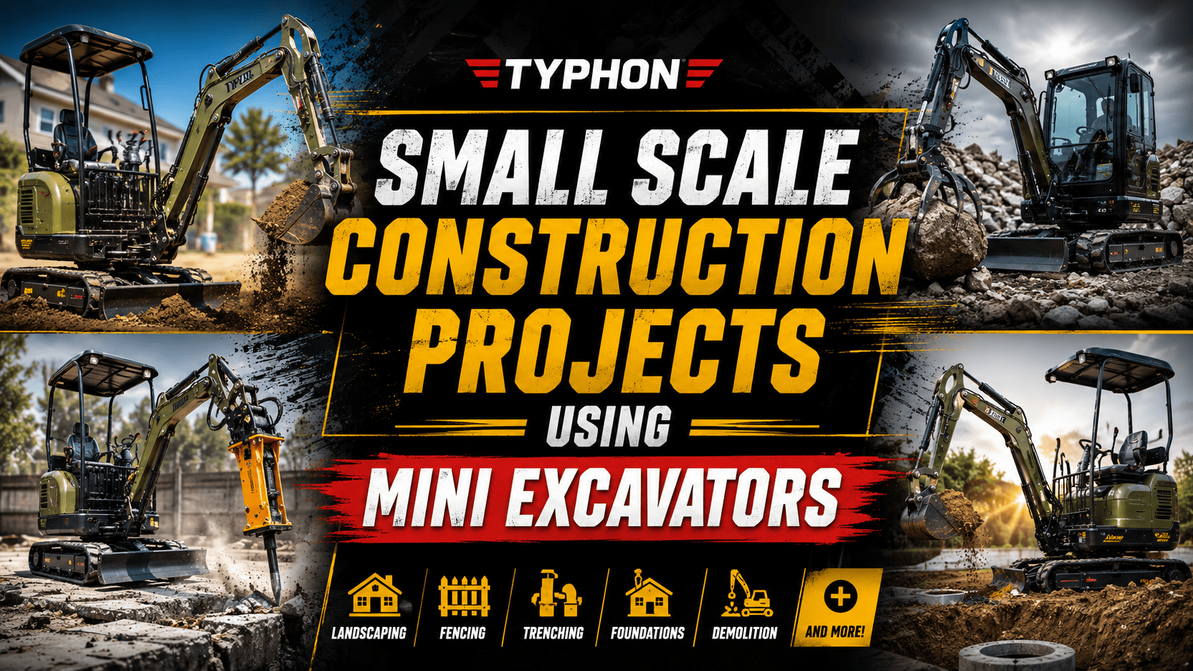 Top Compact & Mini Excavator Diggers- TYPHON Machinery Small-Scale Construction Projects Using Mini Excavators