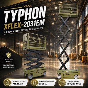 Top Compact & Mini Excavator Diggers- TYPHON Machinery TYPHON xFLEX 2031EM 1.2 Ton Electric Mini Scissor Lift