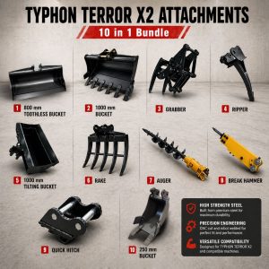10 in 1 Attachment for TYPHON TERROR X2 Pro & X2 Max Mini Excavator