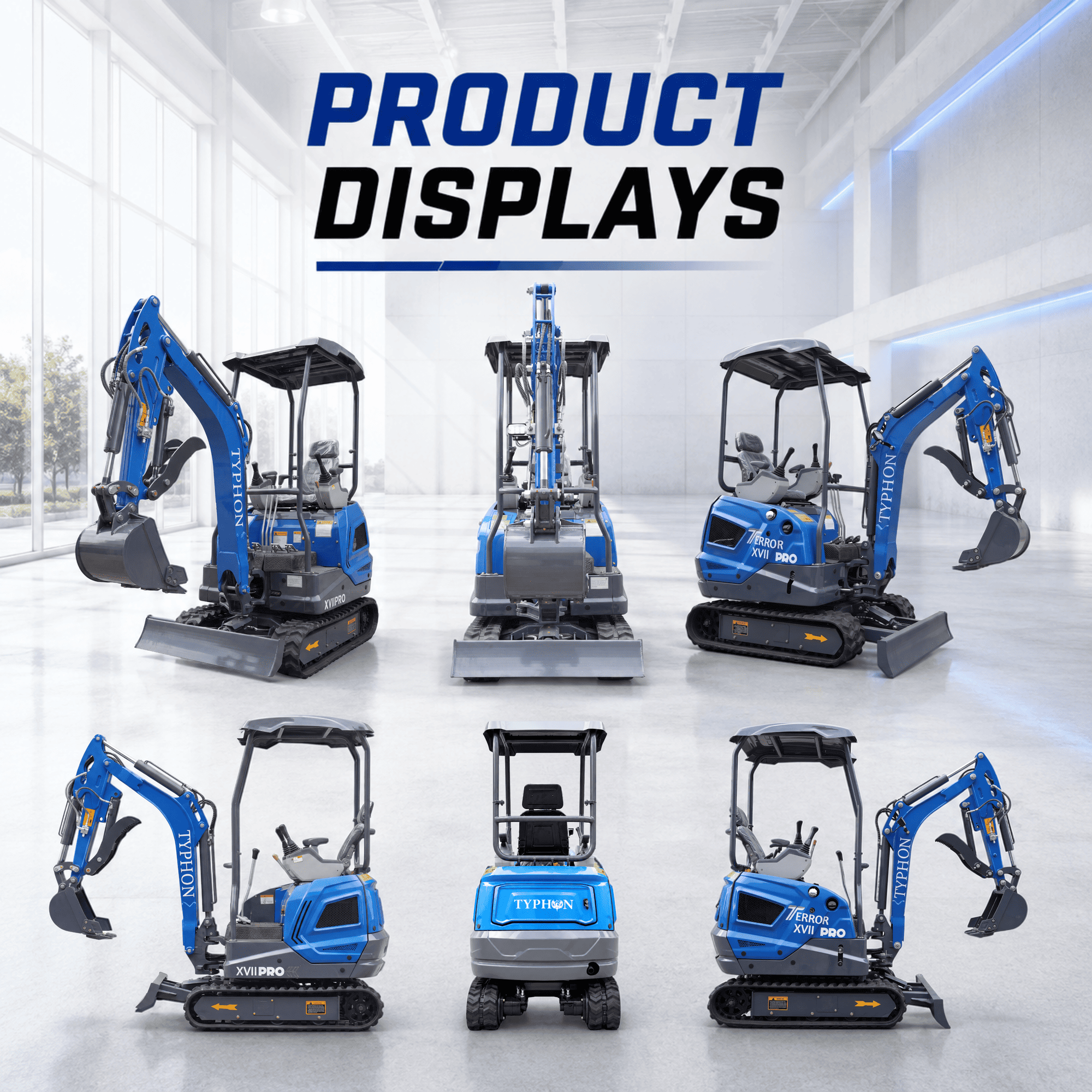 Top Compact & Mini Excavator Diggers- TYPHON Machinery New TYPHON TERROR XVII PRO 3800 lb Mini Excavator – Kubota Diesel, Premium Hydraulics, 14kN Dig Force, Boom Swing - Image 22