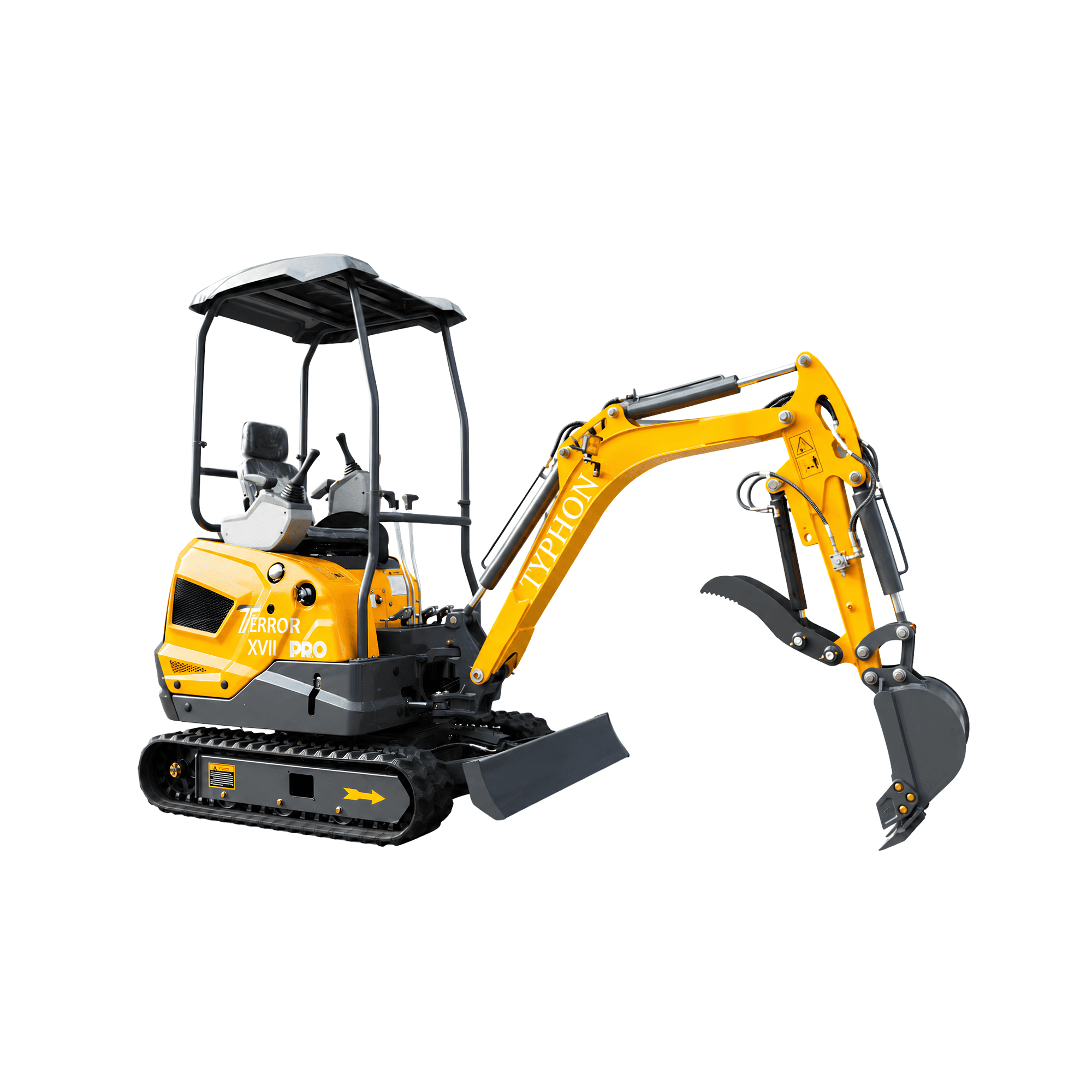 Top Compact & Mini Excavator Diggers- TYPHON Machinery TYPHON TERROR XVII PRO 3800 lb Mini Excavator, Kubota D902 Diesel, Hydraulic Thumb, Pilot Controls, 14kN Dig Force - Image 14