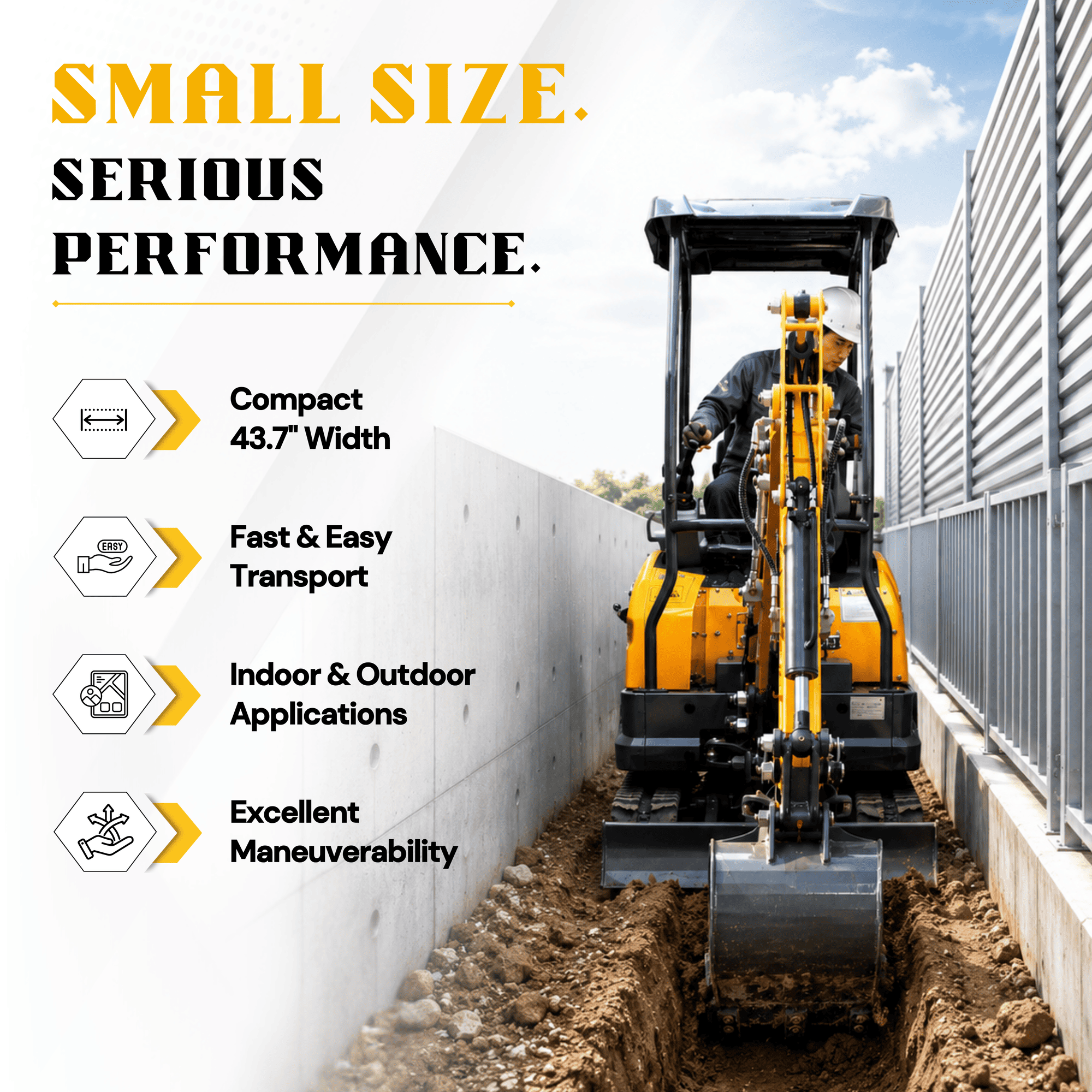 Top Compact & Mini Excavator Diggers- TYPHON Machinery TYPHON TERROR XVII PRO 3800 lb Mini Excavator, Kubota D902 Diesel, Hydraulic Thumb, Pilot Controls, 14kN Dig Force - Image 5