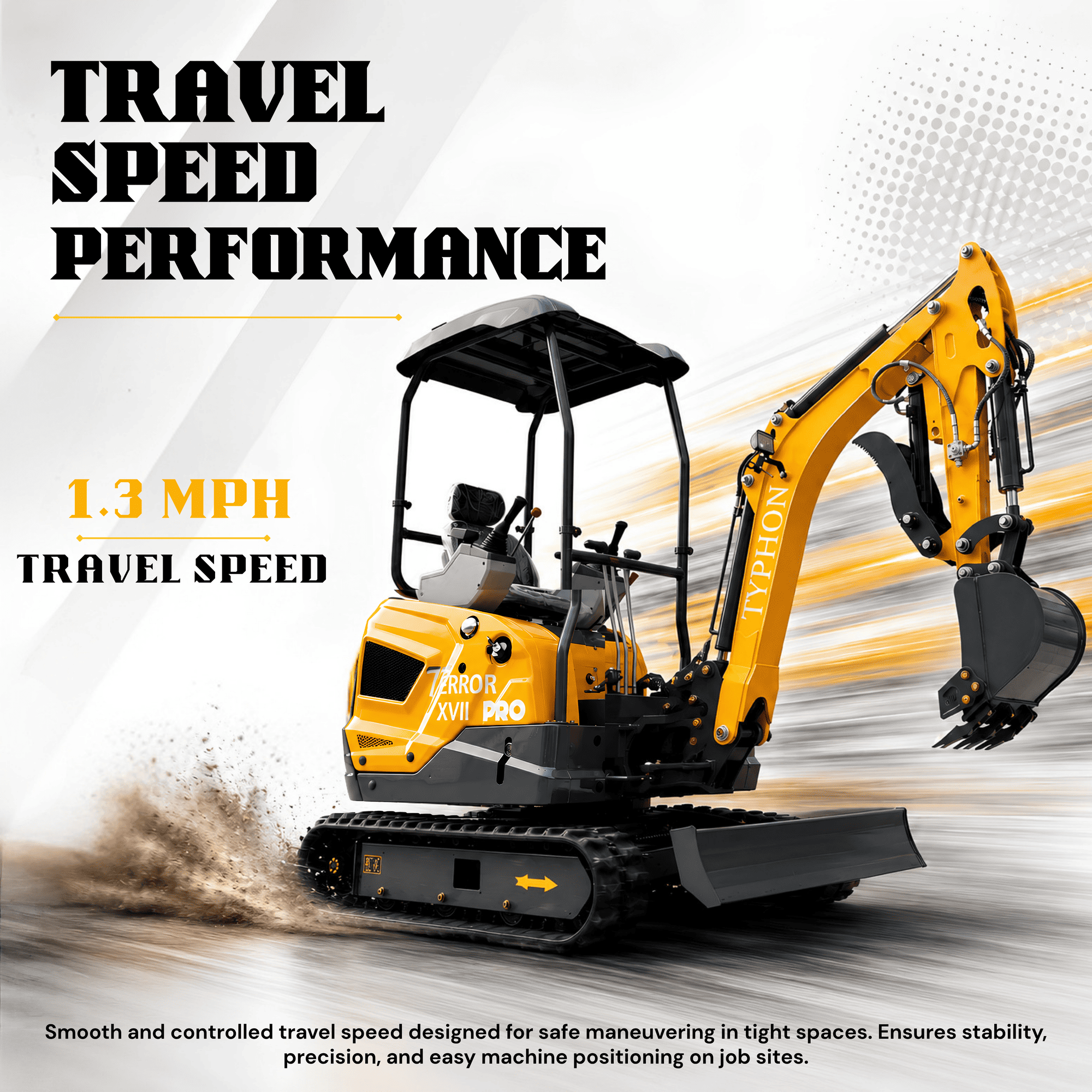 Top Compact & Mini Excavator Diggers- TYPHON Machinery TYPHON TERROR XVII PRO 3800 lb Mini Excavator, Kubota D902 Diesel, Hydraulic Thumb, Pilot Controls, 14kN Dig Force - Image 10