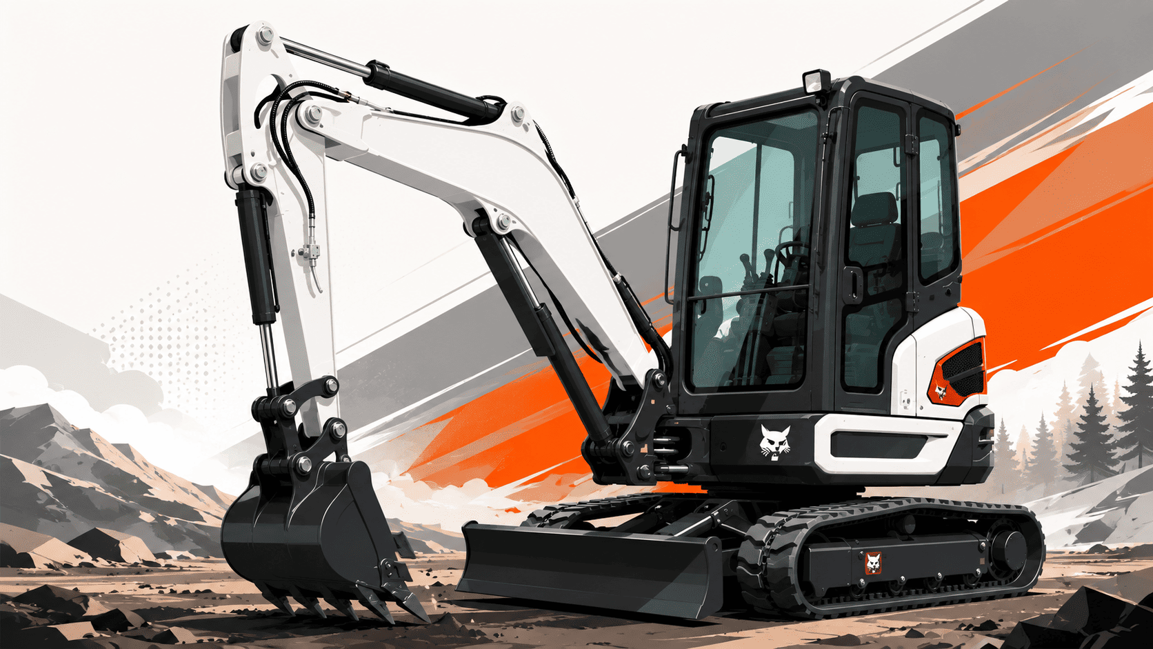 Bobcat excavator with hydraulic attachment versatile contractor work