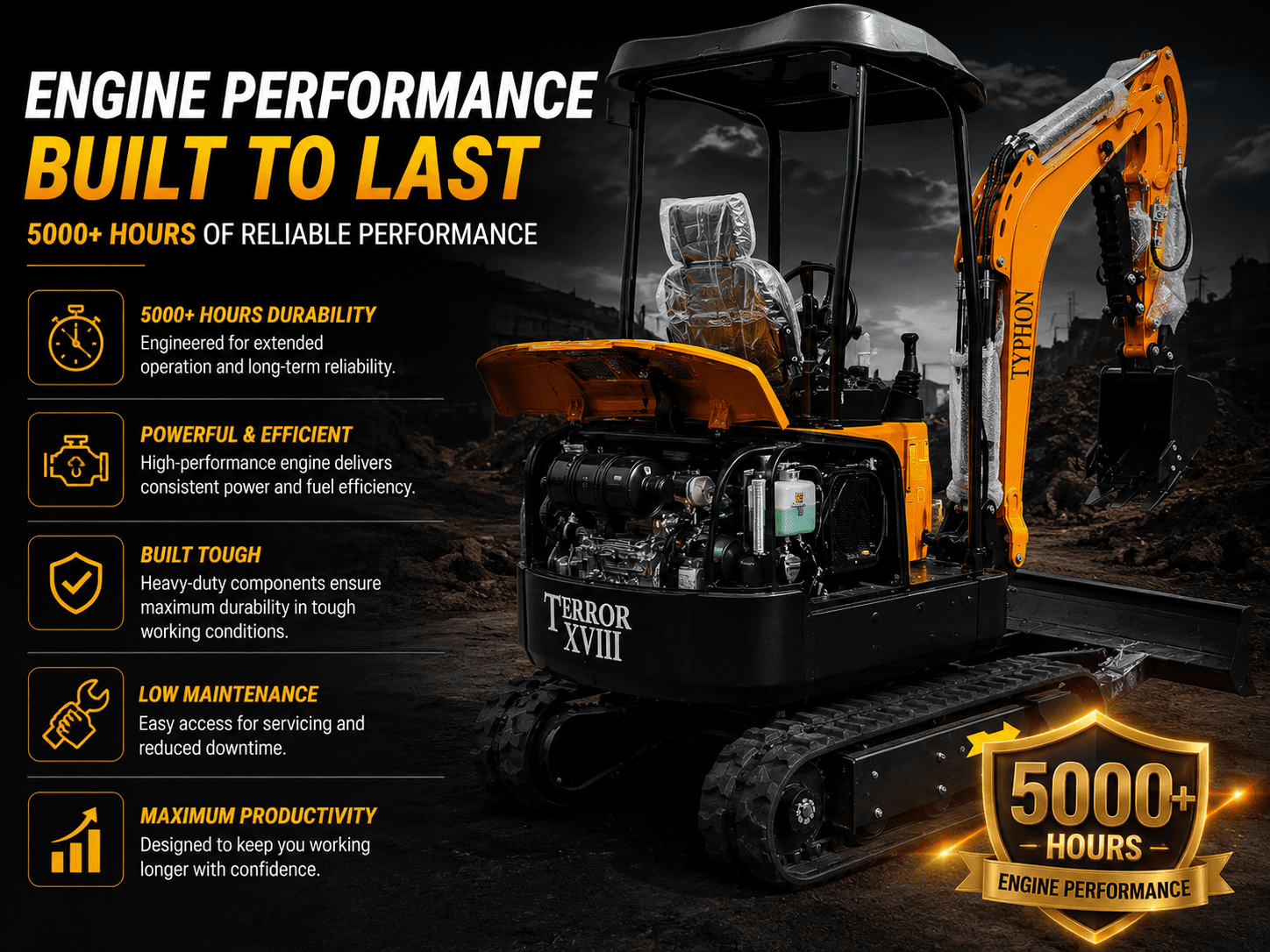 Mechanic performing scheduled maintenance on diesel construction equipment engine
