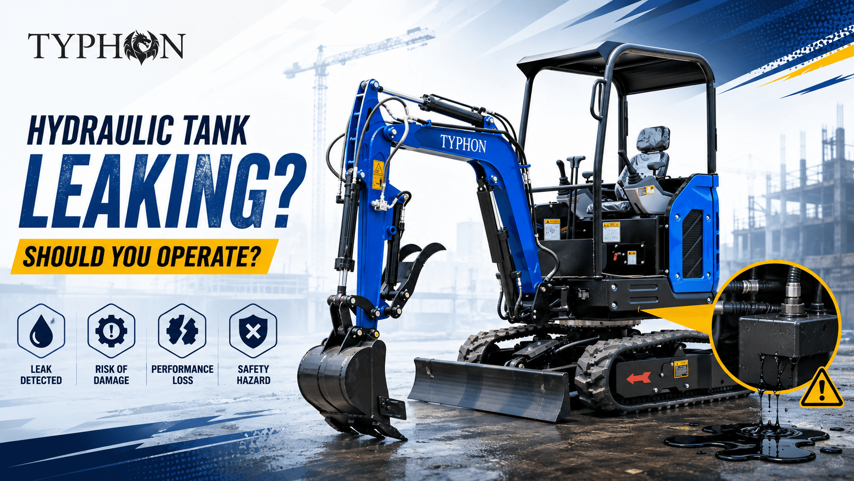 Top Compact & Mini Excavator Diggers- TYPHON Machinery Can I operate a mini excavator with a hydraulic tank leak?