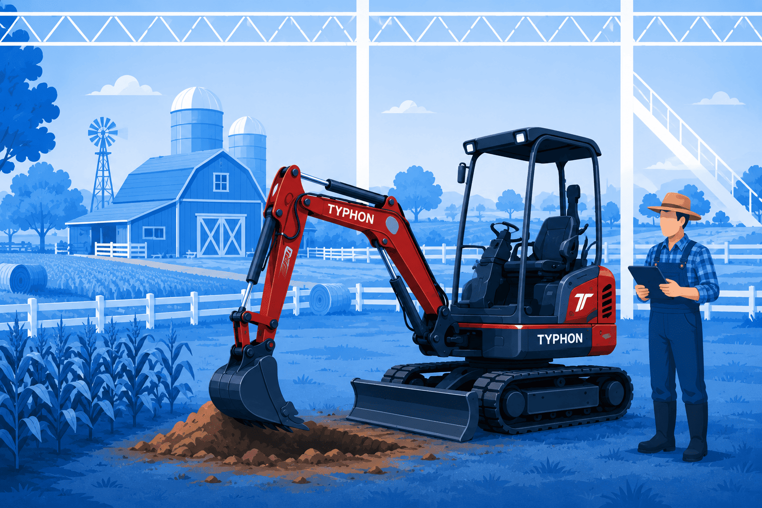 Top Compact & Mini Excavator Diggers- TYPHON Machinery Farmers