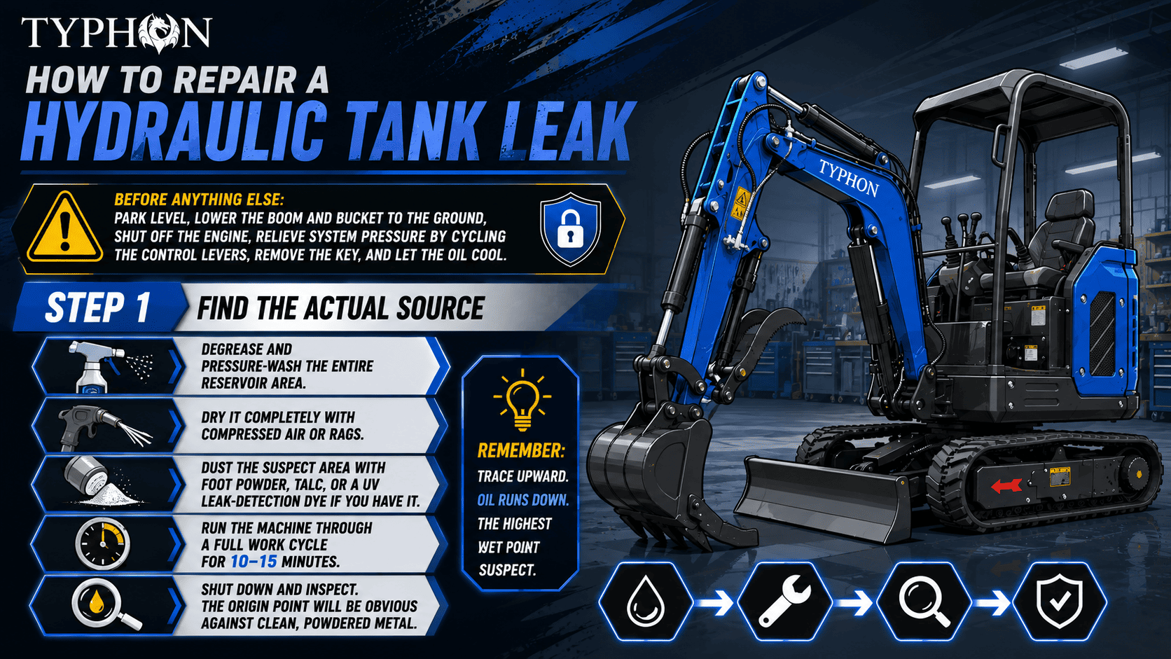 Top Compact & Mini Excavator Diggers- TYPHON Machinery How to Repair a Hydraulic Tank Leak