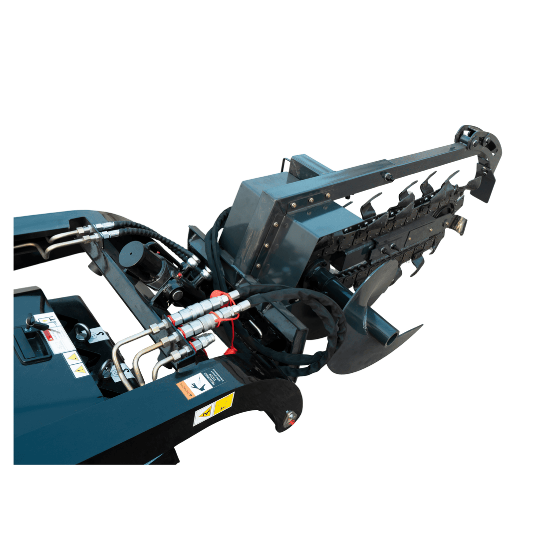 Top Compact & Mini Excavator Diggers- TYPHON Machinery 800mm Hydraulic Chain Trencher Attachment for TYPHON STOMP X1300 & STOMP 509 Mini Skid Steers - Image 3