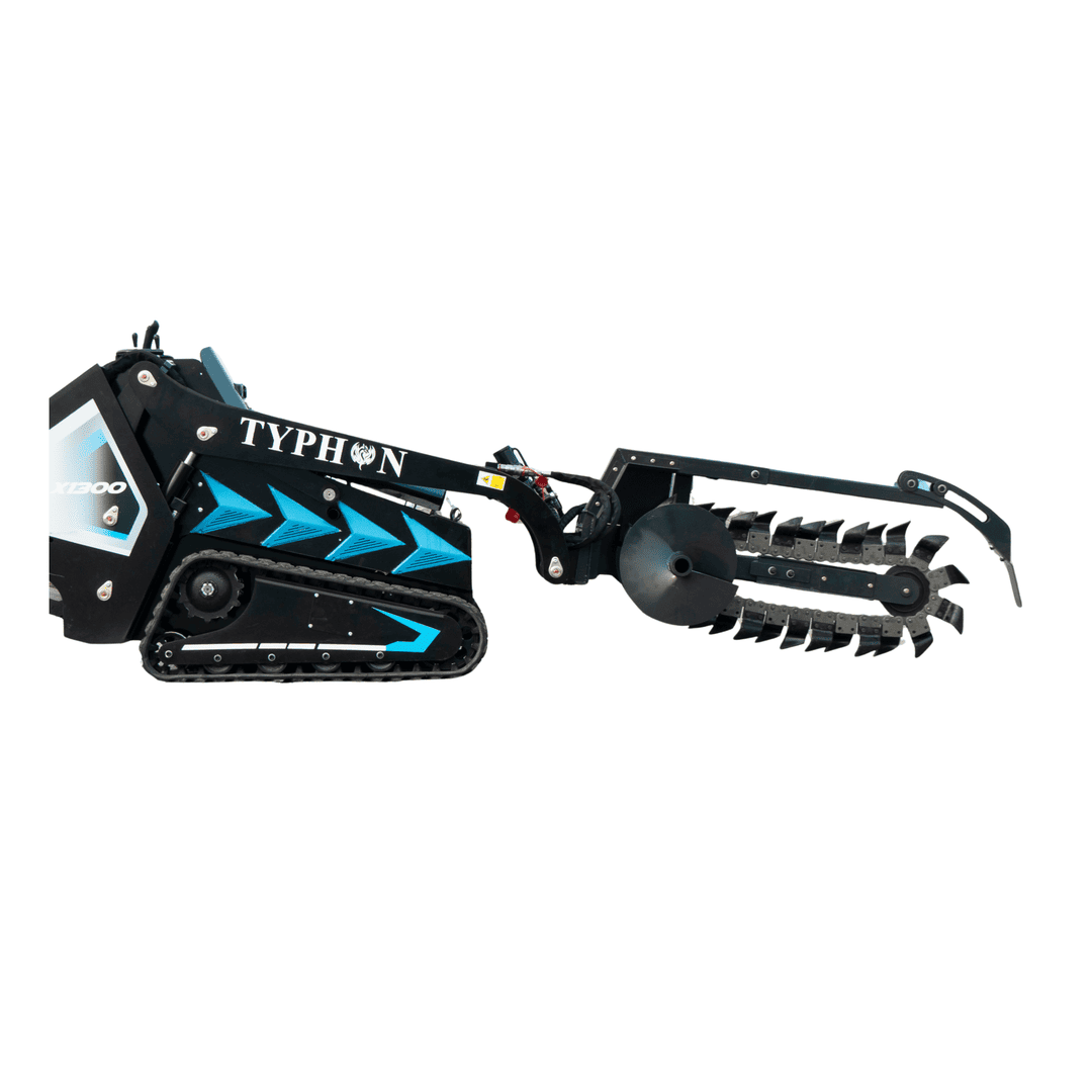Top Compact & Mini Excavator Diggers- TYPHON Machinery 800mm Hydraulic Chain Trencher Attachment for TYPHON STOMP X1300 & STOMP 509 Mini Skid Steers - Image 11