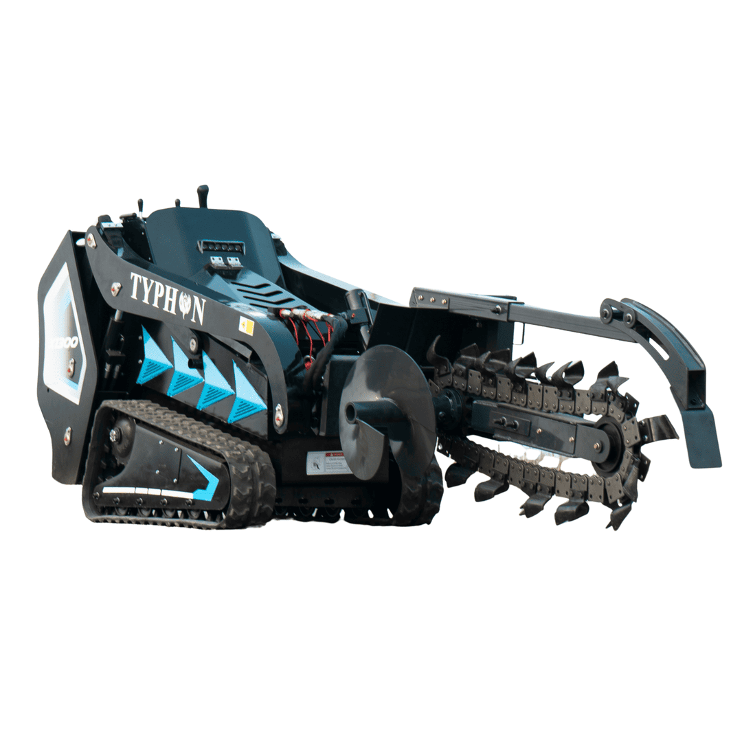 Top Compact & Mini Excavator Diggers- TYPHON Machinery Hydraulic Chain Trencher Attachment