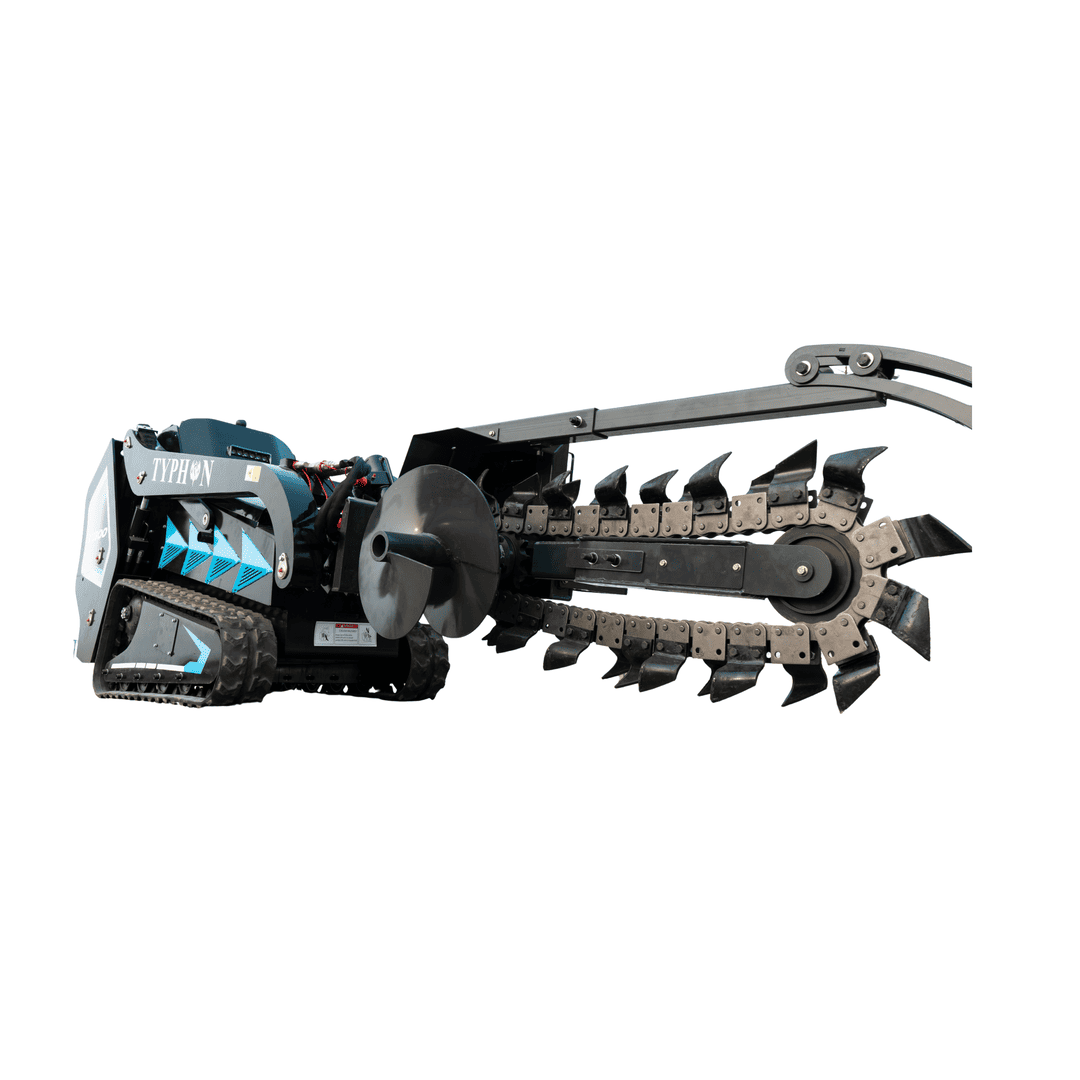 Top Compact & Mini Excavator Diggers- TYPHON Machinery 800mm Hydraulic Chain Trencher Attachment for TYPHON STOMP X1300 & STOMP 509 Mini Skid Steers - Image 10