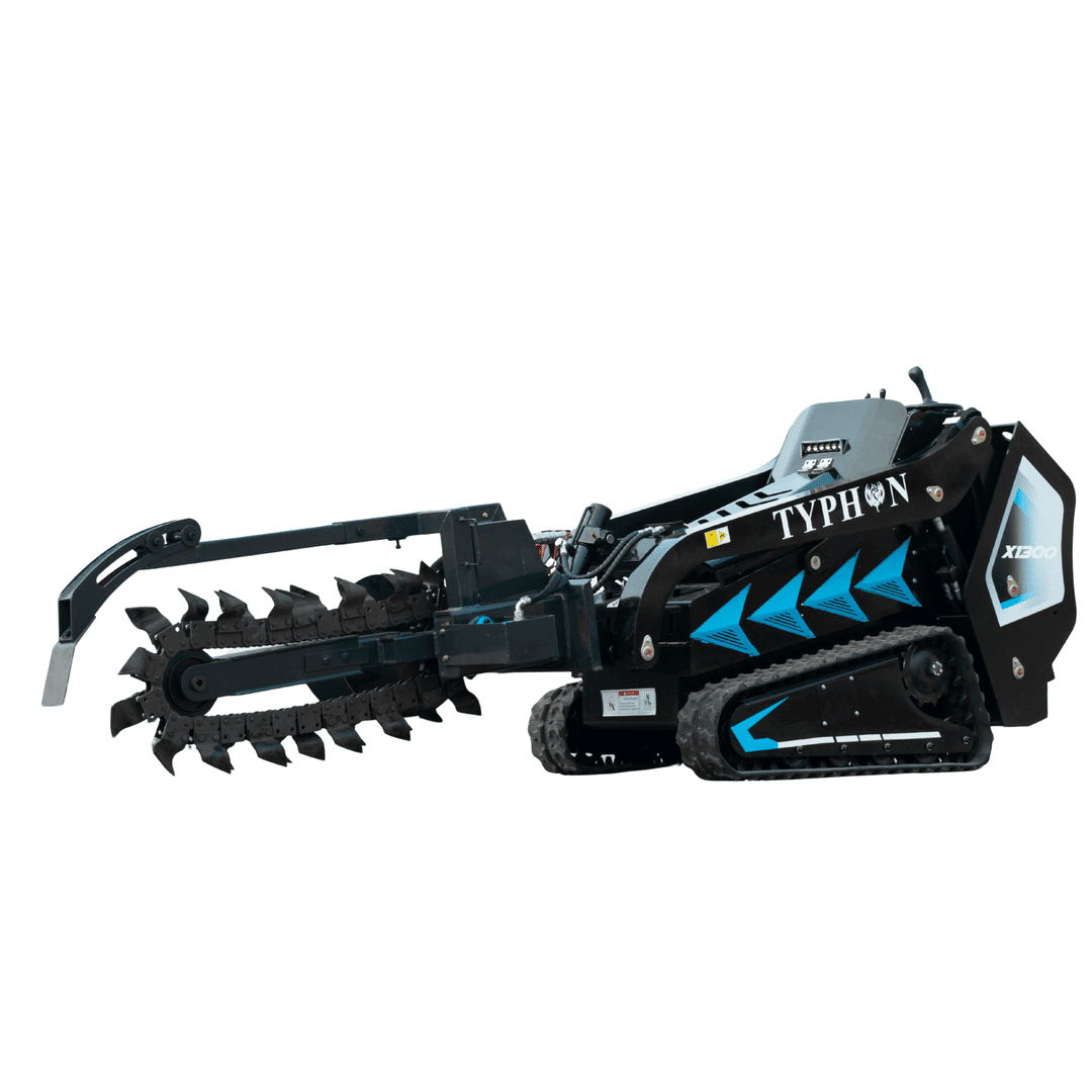 Top Compact & Mini Excavator Diggers- TYPHON Machinery 800mm Hydraulic Chain Trencher Attachment for TYPHON STOMP X1300 & STOMP 509 Mini Skid Steers - Image 9