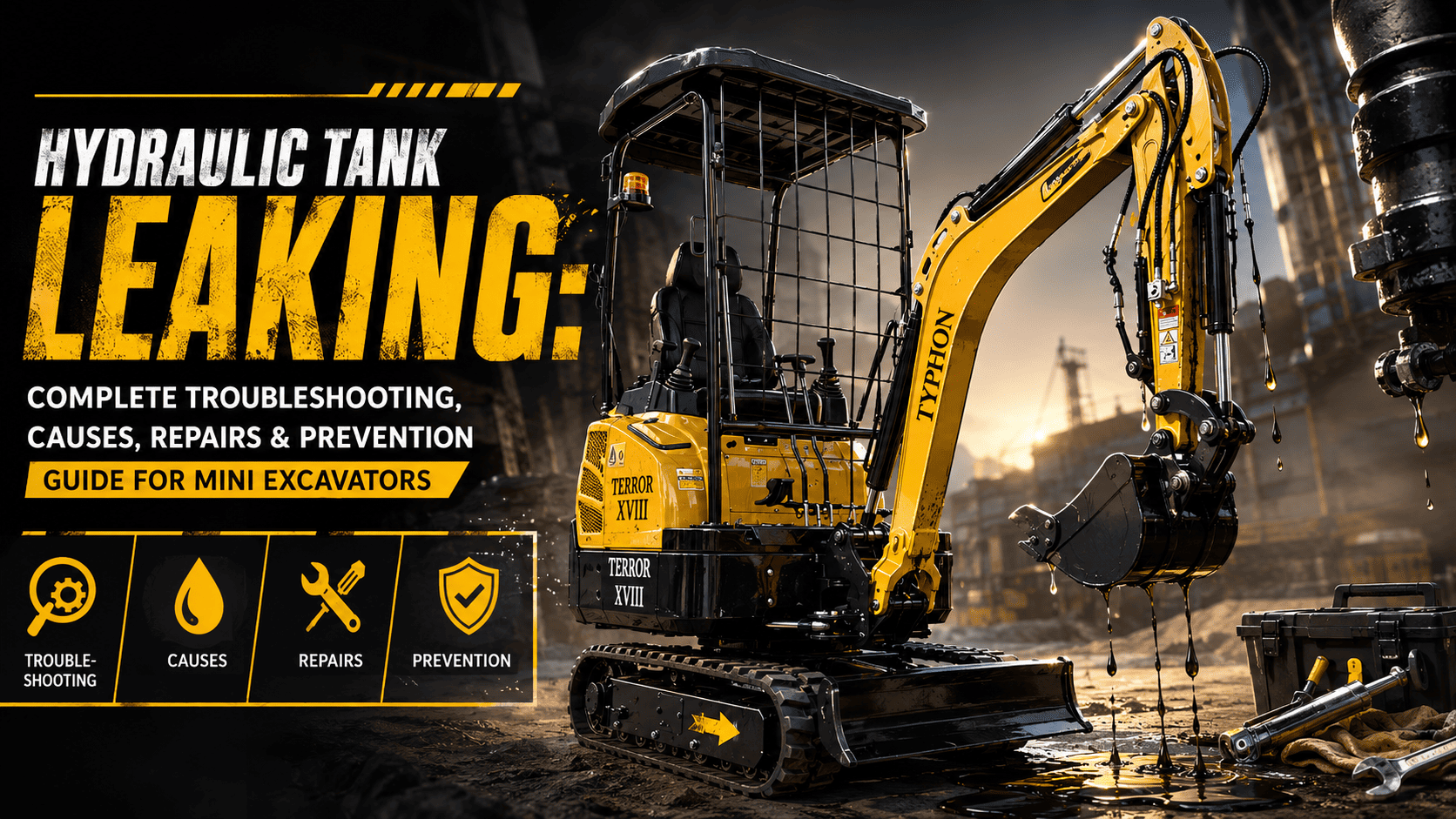 Top Compact & Mini Excavator Diggers- TYPHON Machinery Hydraulic Tank Leaking
