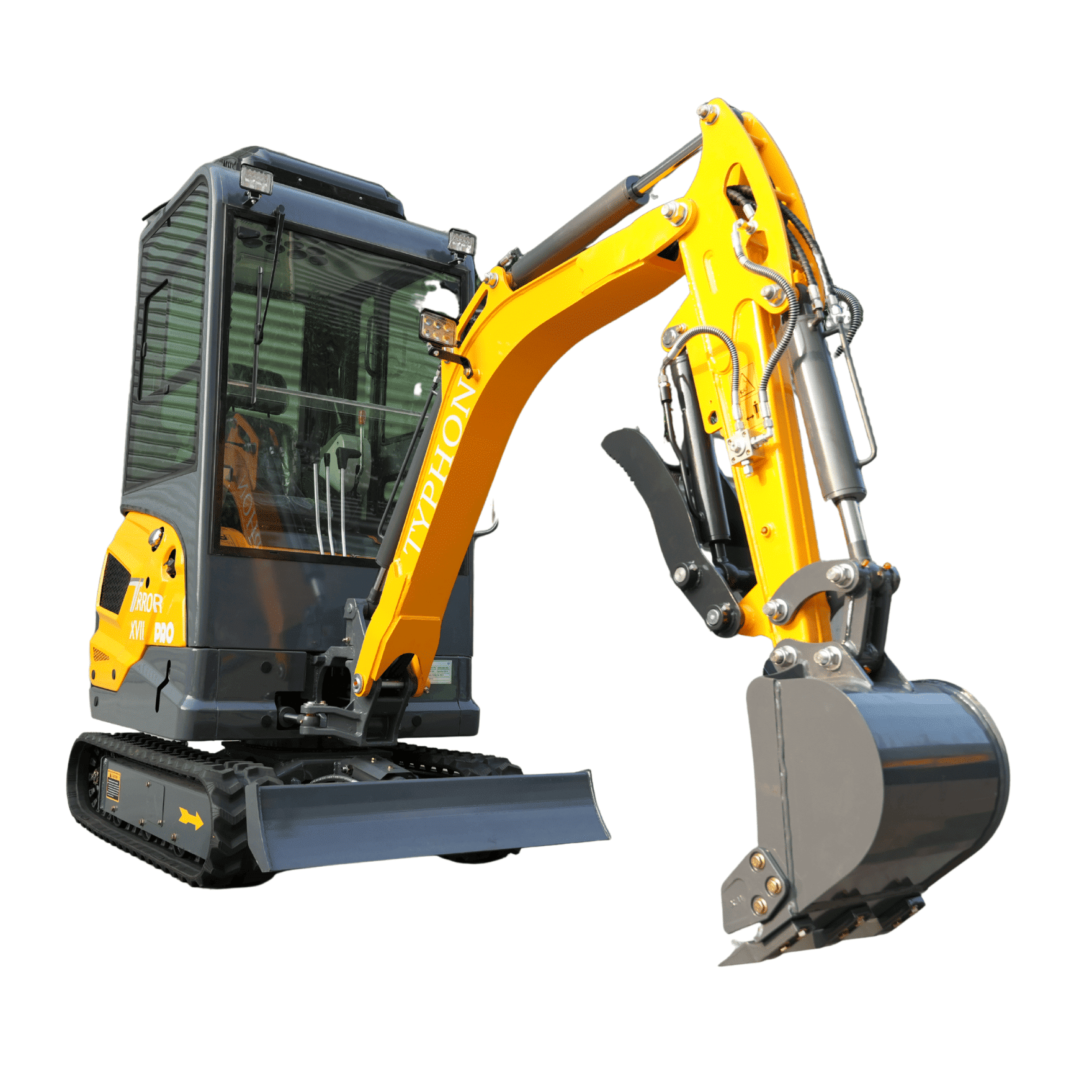 Top Compact & Mini Excavator Diggers- TYPHON Machinery TYPHON TERROR XVII PRO Prestige Edition Mini Excavator 4000LB Kubota D902 Diesel, Enclosed Cab with AC/Heat, Hydraulic Thumb - Image 12