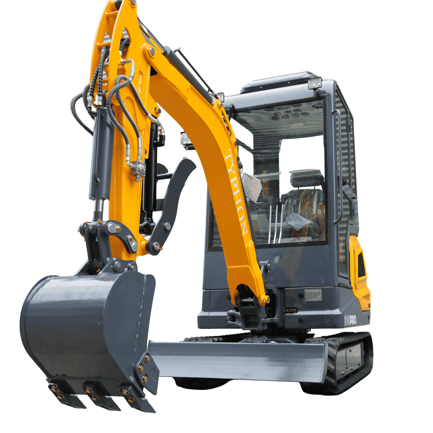 Top Compact & Mini Excavator Diggers- TYPHON Machinery TYPHON TERROR XVII PRO Prestige Edition Mini Excavator 4000LB Kubota D902 Diesel, Enclosed Cab with AC/Heat, Hydraulic Thumb - Image 15